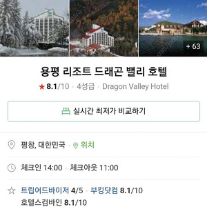 용평리조트 드래곤밸리호텔 스위트룸(12/24~25 극성수기) 양도