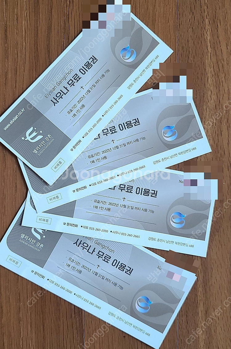 엘리시안 강촌 사우나 티켓 4장 일괄 10000--0