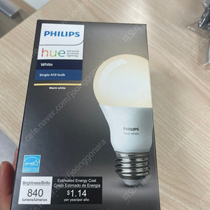 (새제품 / 미개봉 / 무료배송) Philips Hue White A19 Single LED Bulb Works with Amazon Alexa