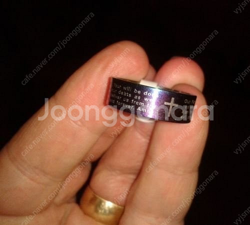 새 레인보우 십자가 스틸 성경 반지 기독교 천주교 선물--2