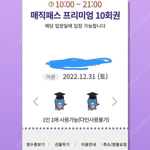 롯데월드 매직패스 10회권 4개 있습니다 12/31 (