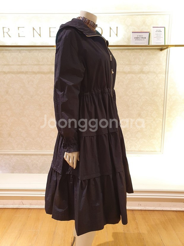 레니본 샤넬 진주 블랙 롱 후드 트렌치코트 점퍼--2