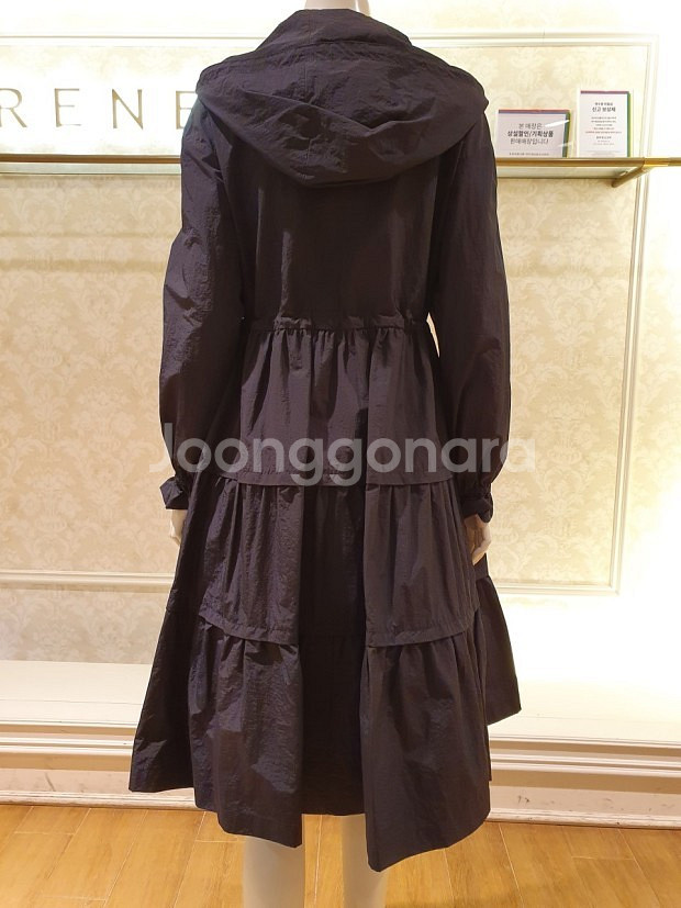 레니본 샤넬 진주 블랙 롱 후드 트렌치코트 점퍼--3