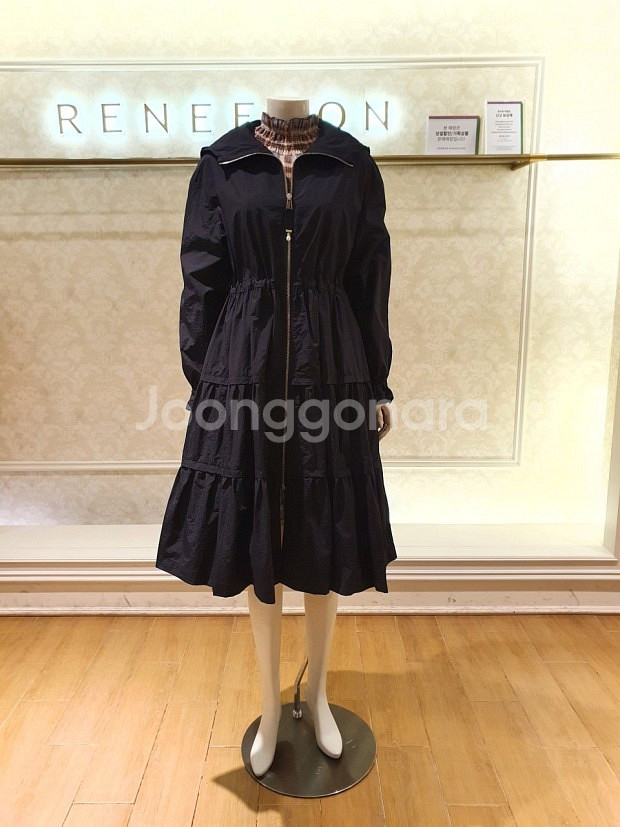 레니본 샤넬 진주 블랙 롱 후드 트렌치코트 점퍼--4