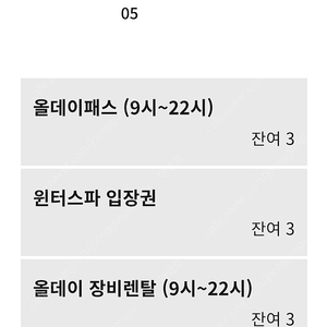 휘닉스파크 올데이 리프트, 렌탈, 스파 이용권 4일or5일 사용