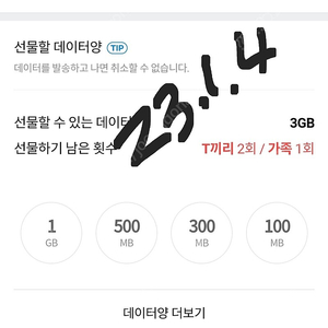 SKT 데이터 1GB~2GB