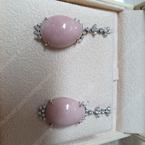 18k 핑크 오팔 다이아몬드 귀걸이
