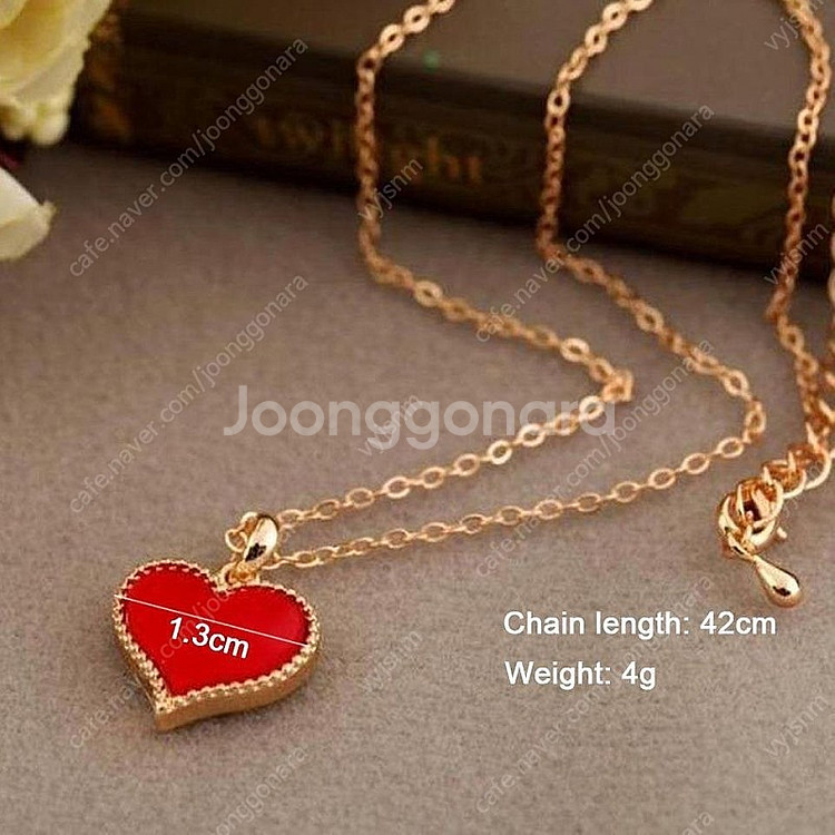 새 레드 보석 발렌타인 데이 선물 펜던트 초커 하트--5