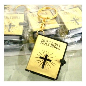 새 골드 소형 영어 성경 책 키링 체인 기독교