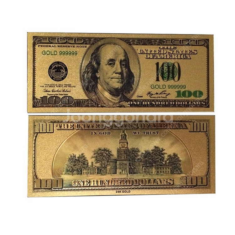 새 골드 24K GP 100달러 지폐 화폐 기념 황금--2
