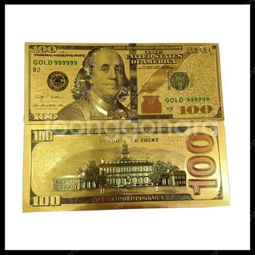 새 골드 24K GP 100달러 지폐 화폐 기념 황금--4