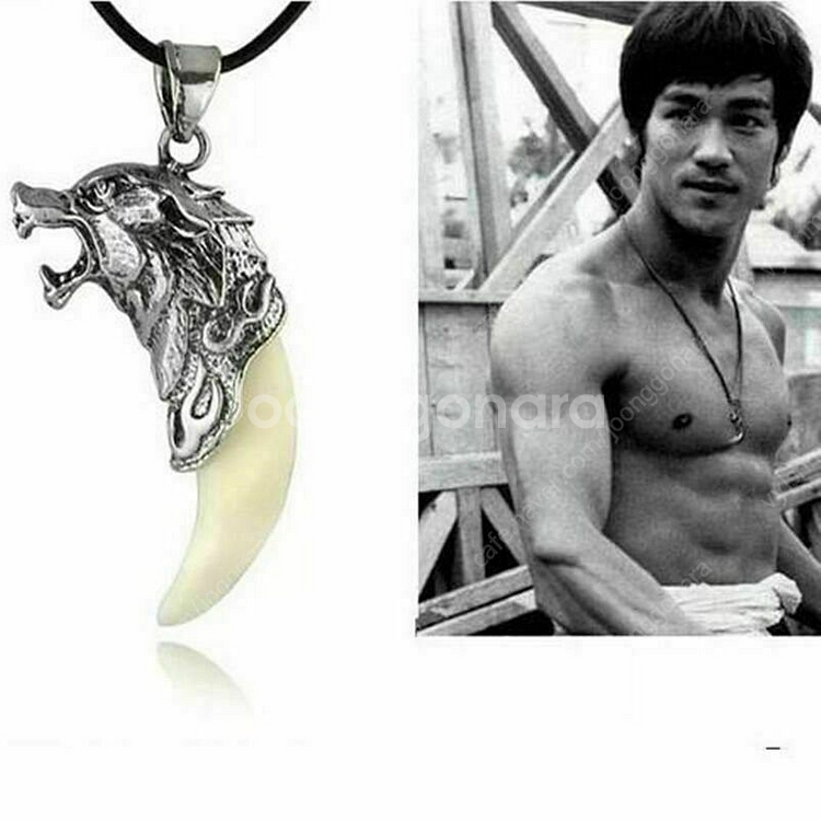 새 치타 상아 이빨 치아 목걸이 펜던트 티타늄 남성--1
