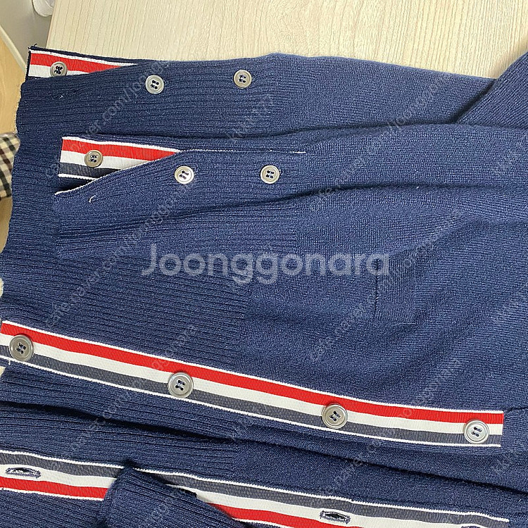 톰브라운 캐시미어가디건 네이비 2 size--6