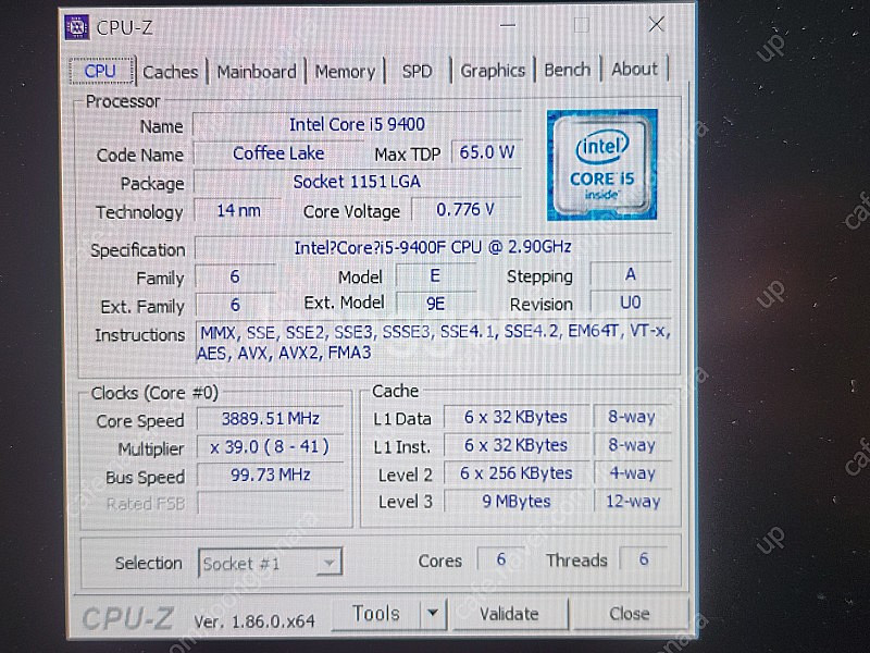 인텔 i5 9400f cpu, 쿨러 팝니다.--4