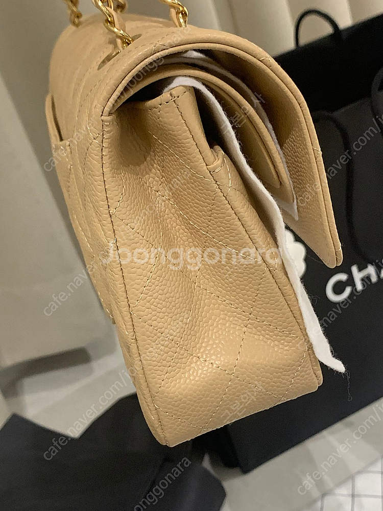 샤넬 클미 언박싱 새제품 클래식 미디움 캐비어 베이지--4
