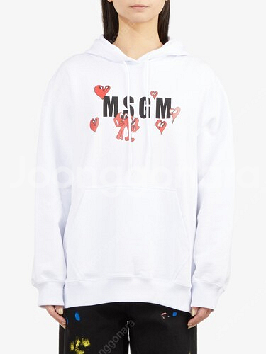 MSGM 하트로고 후디 화이트 (XS사이즈)--5
