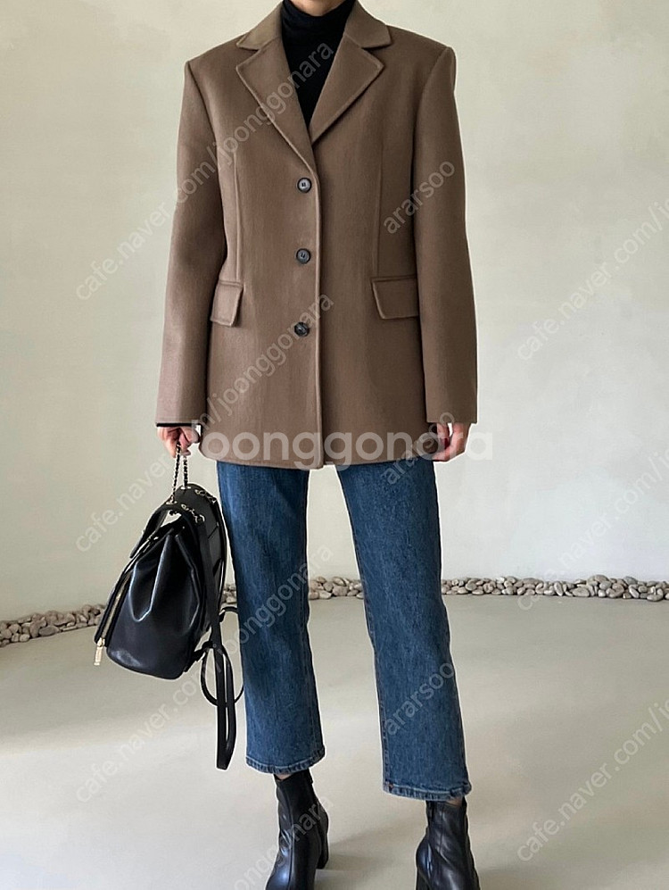 드마르 핸드메이드 울 100프로 자켓 브라운색상 핸드메...--3