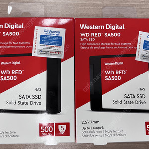 나스용 SSD 500기가, WD RED SA500 제품 2개 팝니다.