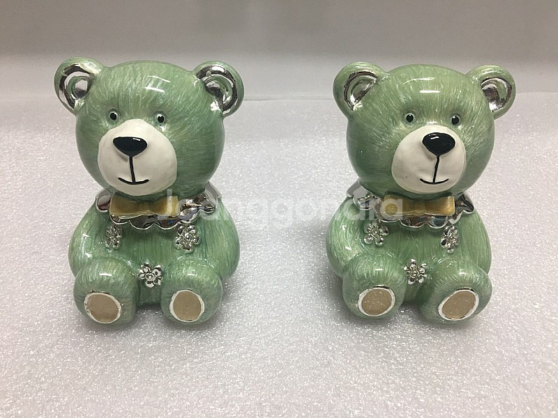 곰인형 도자기 저금통 한쌍, 테디베어 스타일--0