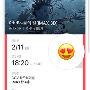 광주 광천터미널 CGV IMAX 3D 아바타 연속 두자리 (02.11)