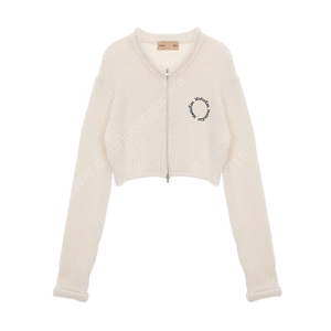 마뗑킴 COZY KNIT CROP ZIP CARDIGAN IN IVORY