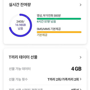 sk데이터 2기가 3천원에 팝니다