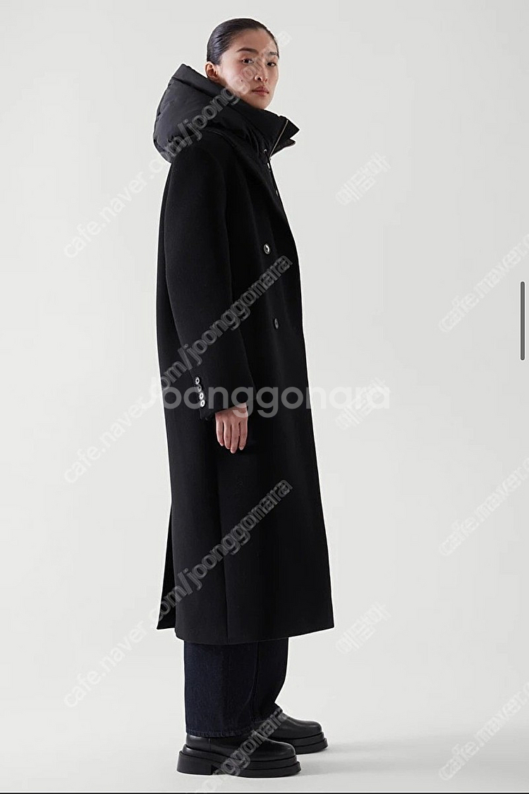 코스 Cos 후디드 패딩 모크 페이크 칼라 블랙 새상품--2
