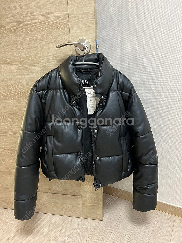 zara 자라 에코 레더 숏 패딩 가죽패딩 숏패딩 자라...--0