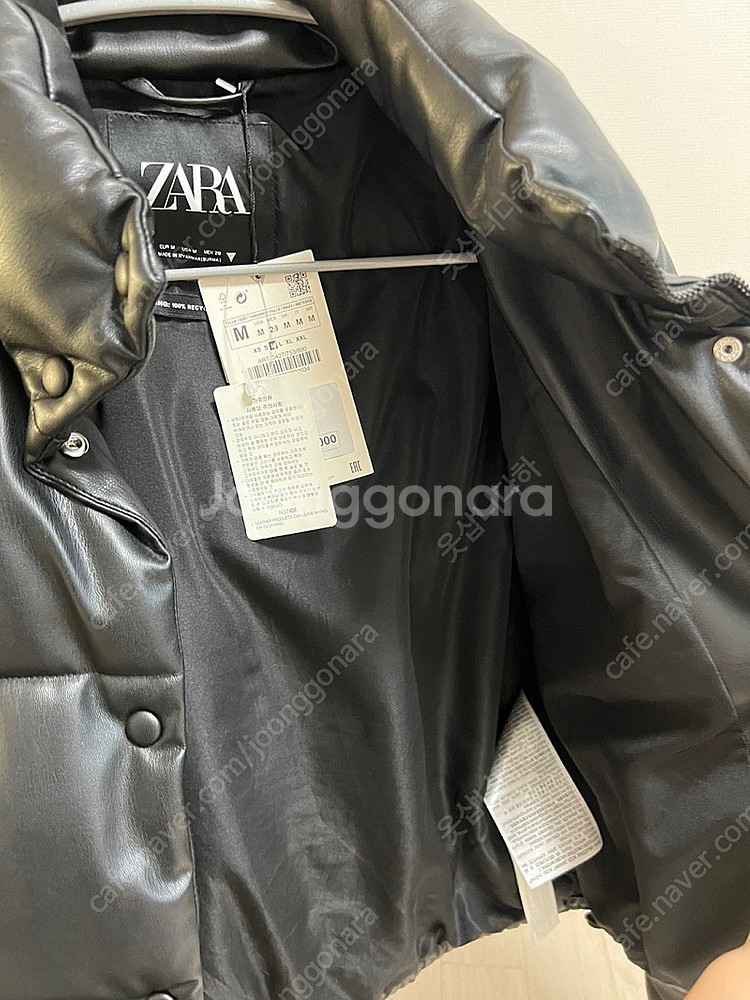 zara 자라 에코 레더 숏 패딩 가죽패딩 숏패딩 자라...--5