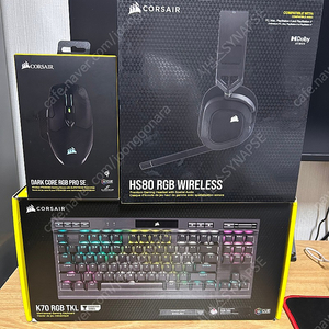 커세어 K70 TKL, DARK CORE PRO SE, HS 80 WIRELESS 풀박스 일괄 판매 25