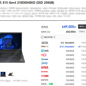 레노버 씽크패드 E15 Gen4 21ED004EKD (SSD 256GB) 00