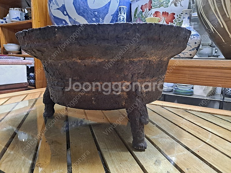박물관급 조선시대 무쇠 선문, 귀면 삼족 화로--2