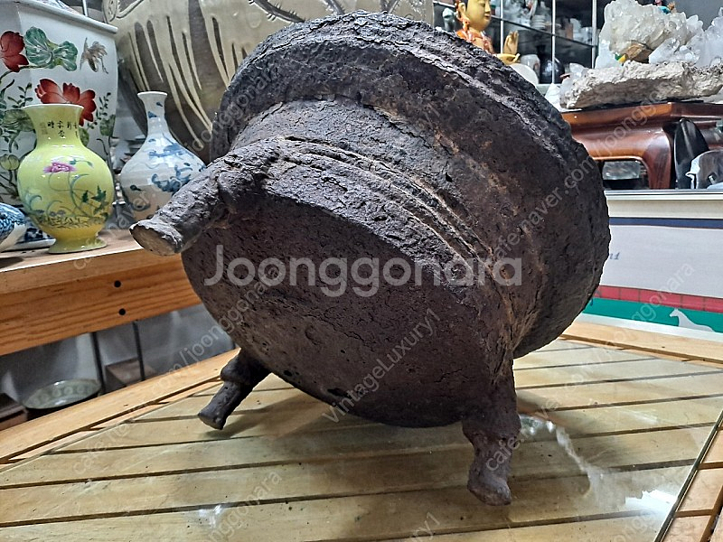 박물관급 조선시대 무쇠 선문, 귀면 삼족 화로--7