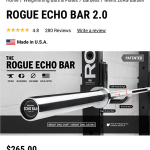 Rogue Echo Bar 올림픽 바벨