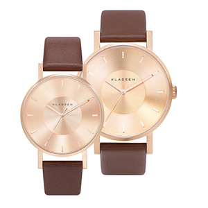 Klasse14 커플시계 세트 싸게 판매합니다. Volare Rose Gold 브라운가죽밴드 42mm / 36mm (커플팔찌 포함)