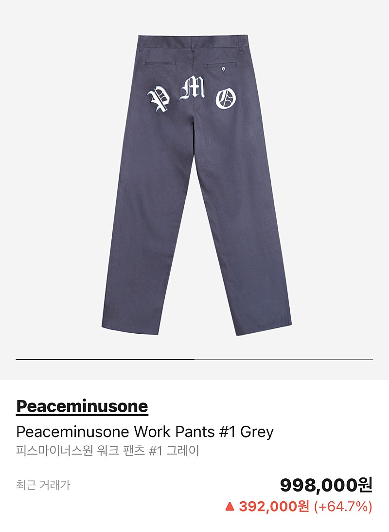 つ*る様 PEACEMINUSONE PMO WORK PANTS #1 Gre peaceminusone work pants #1 GREY ワークパンツ（PEACEMINUSONE