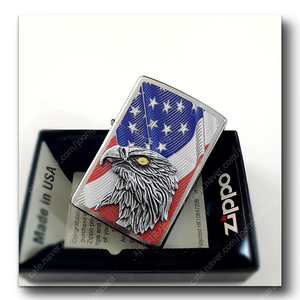 정품 미개봉 새 지포라이터 29508 USA FLAG W/EAGLE EMBLEM