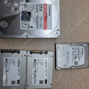 ssd, hdd 재고남은 것들 팝니다. mx500, 도시바(toshiba)