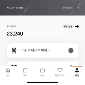 메리어트 포인트 23000점 1p당 9.2