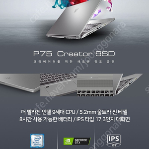 MSI 17인치 게이밍 노트북 P75 9SD 판매합니다. (인천)