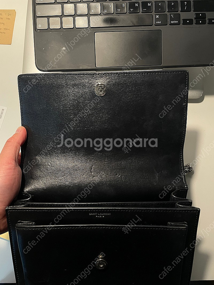 생로랑 선셋백 미디움 은장--5