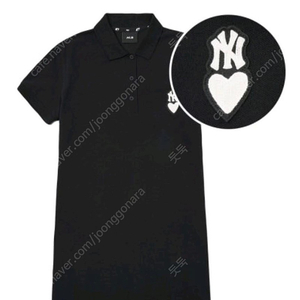 MLB 여성 하트 피케 반팔 원피스 NY (Black)- M