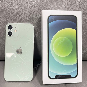 아이폰 12미니 256기가 쌈무 그린 ( iphone 12 mini 256GB green) 뒷면 강화유리 파손 / 박스있음