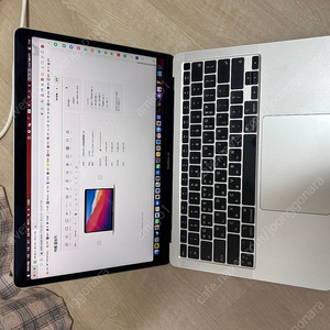 맥북MacBook Air M1(7코어 GPU) 256GB 실버 MGN93KH/A 성능 98% 노트북 판매합니다.