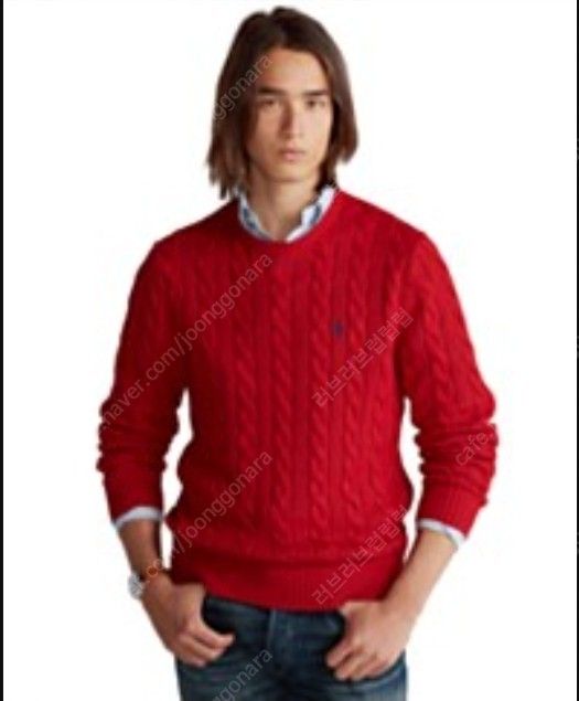폴로 랄프로렌 맨즈 케이블 니트 코튼 스웨터 M 새상품 (QR정품인증가능한 텍)--6