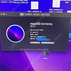 맥미니 m1 2020 16g ssd256