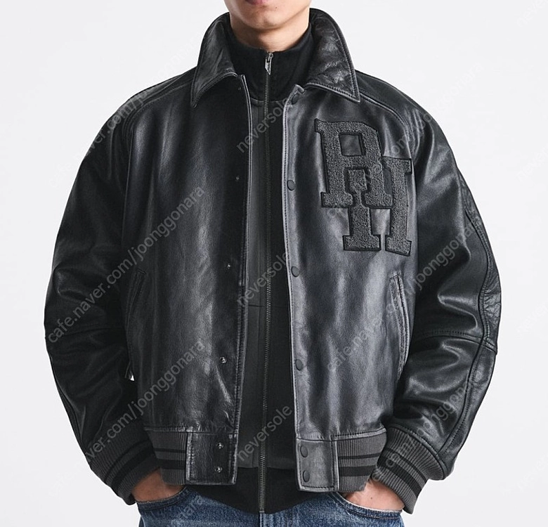 자라 x 루이지 빈티지레더 자수 바시티 봄버 가죽자켓 Zara x Rhuigi 5388/405/80 이미지
