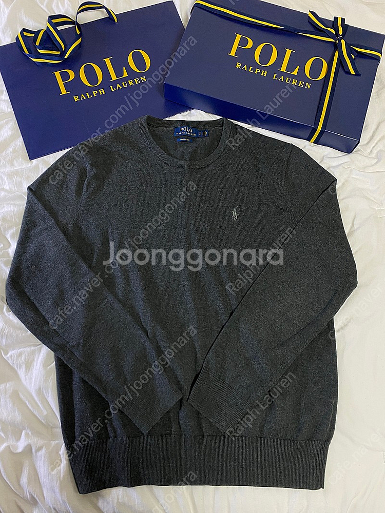 폴로 랄프로렌 남녀공용 피마코튼 니트 S (차콜)--1