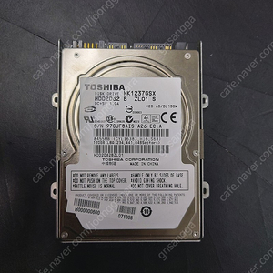 --도시바 노트북 하드 mk1237gsx a0/dl130m hdd2d62 b zl01 s toshiba 120gb