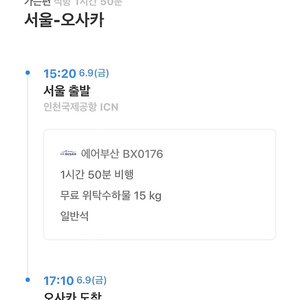 서울 - 오사카 왕복 6월 9일 - 12일, 2인 70만원